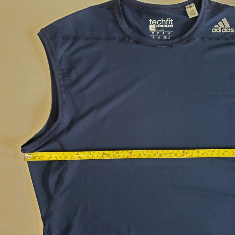Adidas Navy Climalite Techfit Base Layer Compression Top 2XL Stretch Muscle Tank